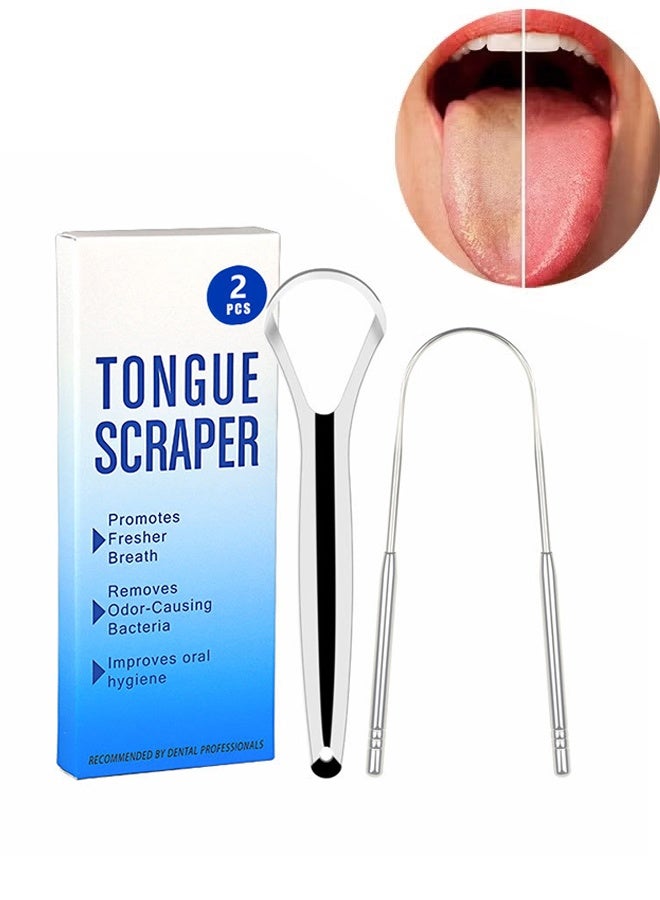 2 PCS Metal Tongue Scraper, Tongue Scrapers for Adults, Stainless Steel Tounge Scrappers, Tounge Scraper, Portable Tongue Scrappers - Image 1